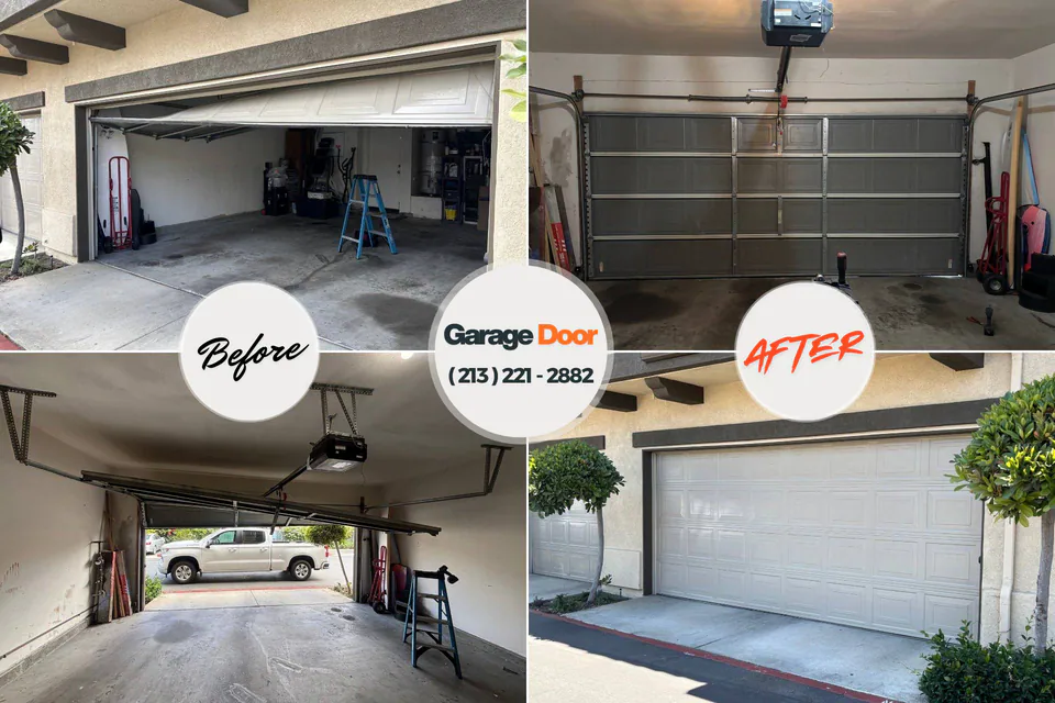 Before and after: garage door repair Gwinn, MI
